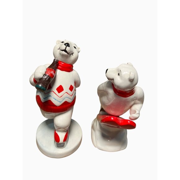 Coca-Cola Polar Bear Figurines Set   Ice Skating & Sledding  Holiday Decor - Picture 8 of 12